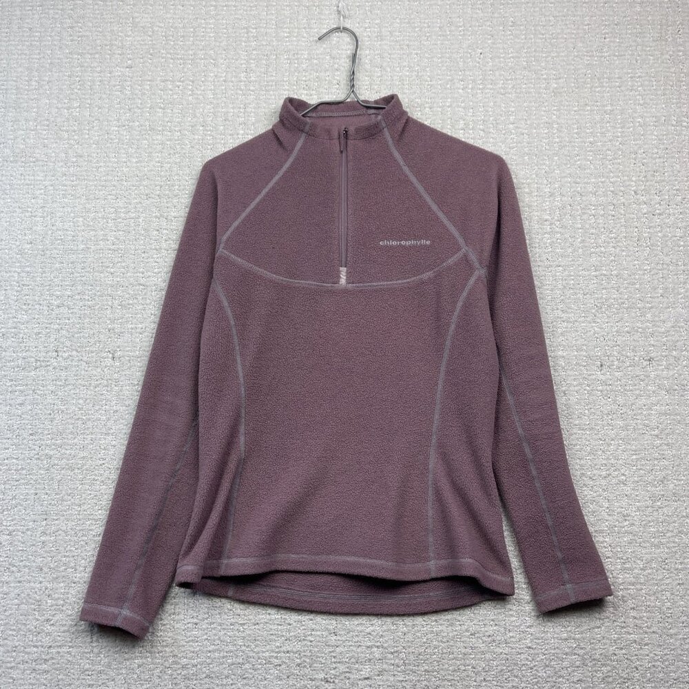 Chlorophylle 1/2 Zip Polar Fleece Pullover Sweatshirt Jacket Womens S Purple